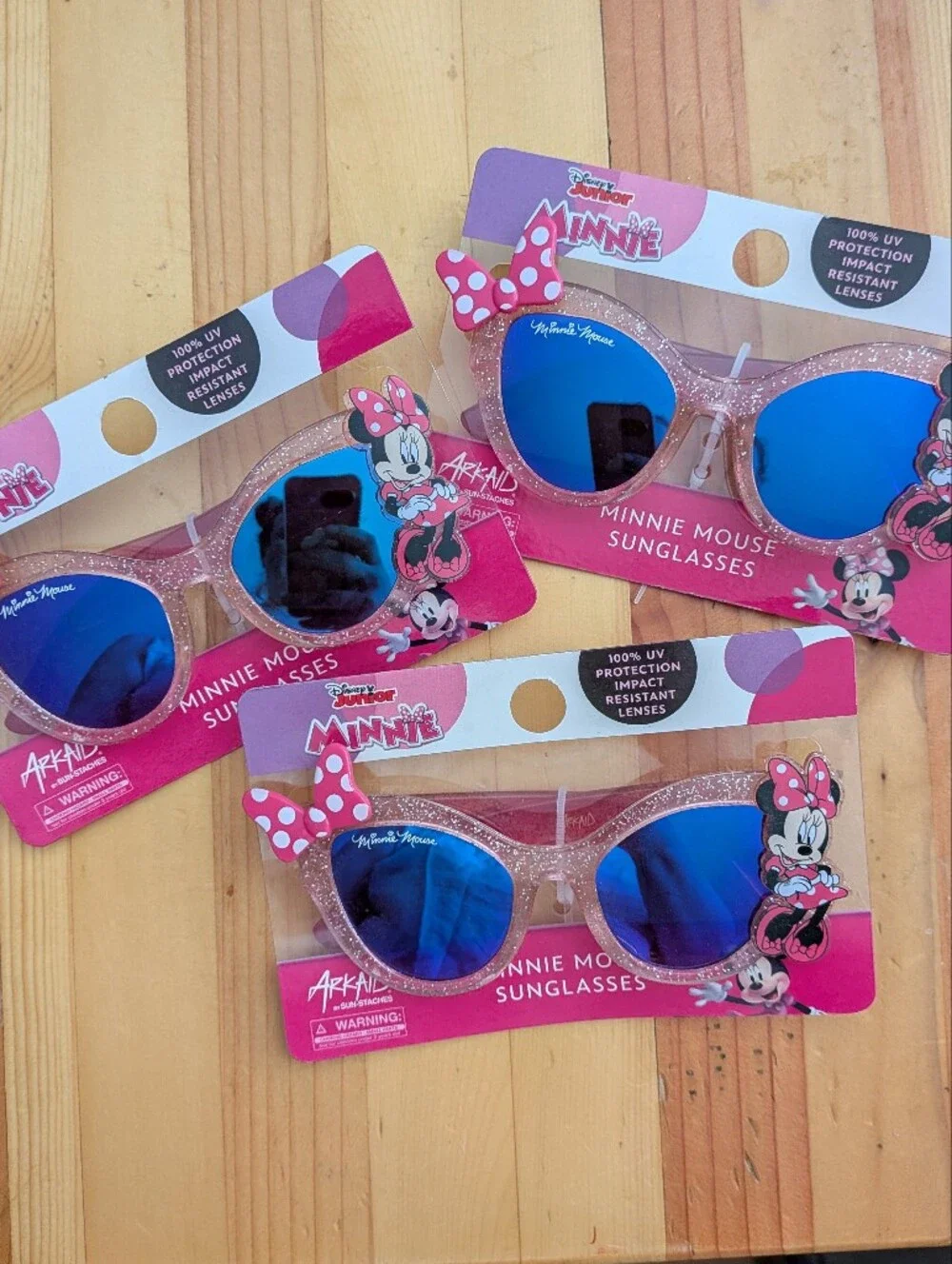 NWT Disney Junior Minnie Mouse Kids Sunglasses Lot of 3 Arkaid Sunstaches